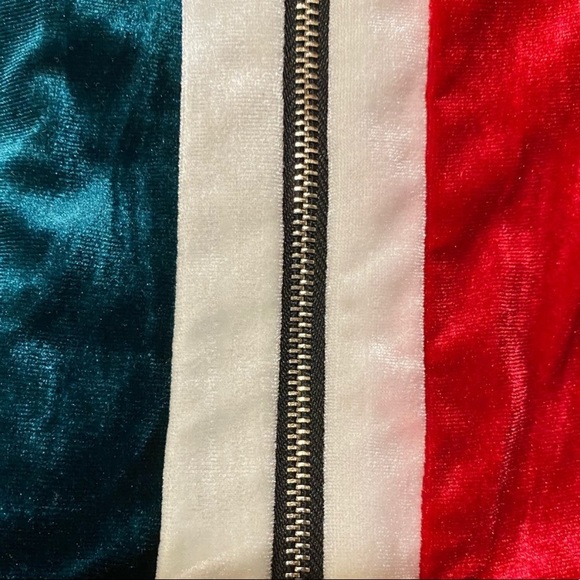 GREEN VELVET STRIPED PANTS - Picture 4 of 4